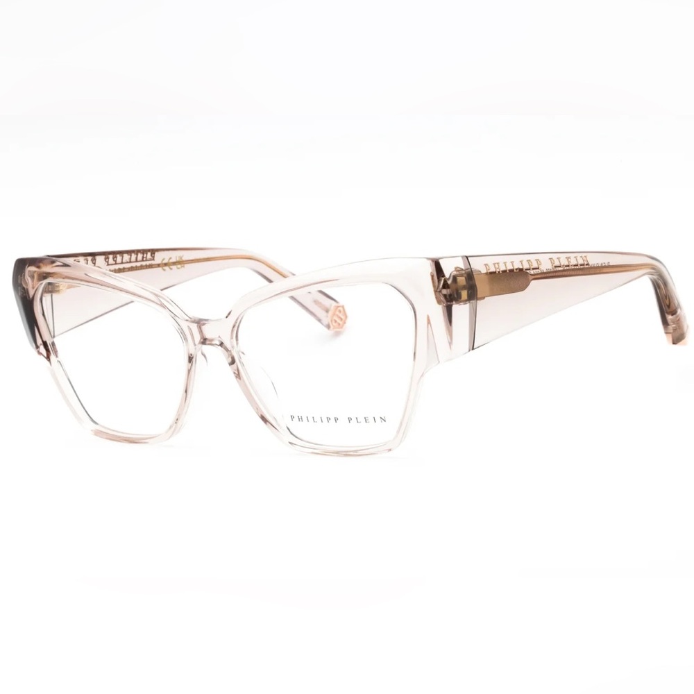 🇩🇪New Philipp Plein 🔥 Eyeglasses VPP100 07T1 Transparent Beige/Pink
